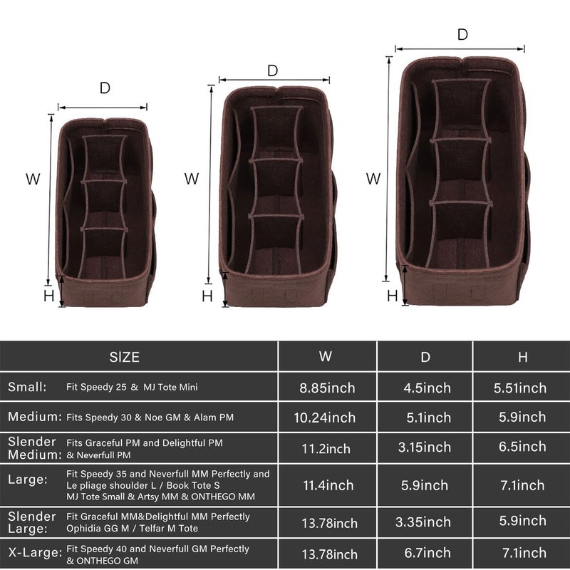 ZTUJO Purse Organizer Insert, Felt Bag Organizer For Handbag Purse Organizer,13 Colors, 6 Size (Medium, Coffee) - Image 2